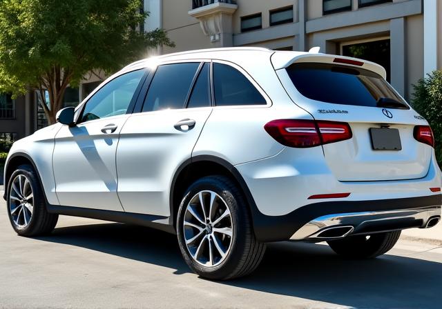 A sparkling clean white SUV after detailing.
