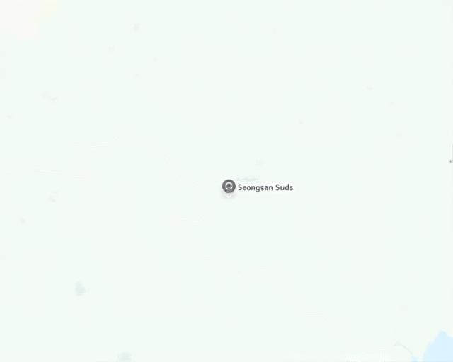 A map showing the location of Seongsan Suds in Seogwipo, Jeju.