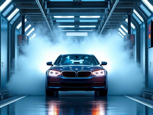 Modern automated car wash tunnel.